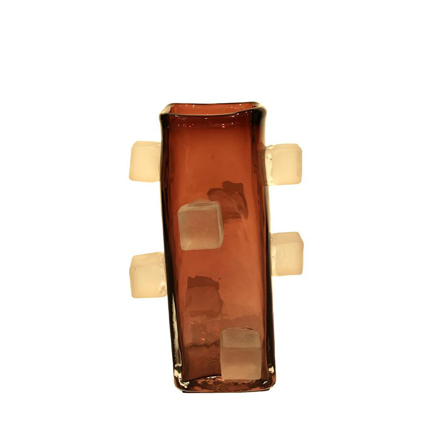 Lucky Art Cam Mürdüm Küp Vazo 17,5x17,5x28cm