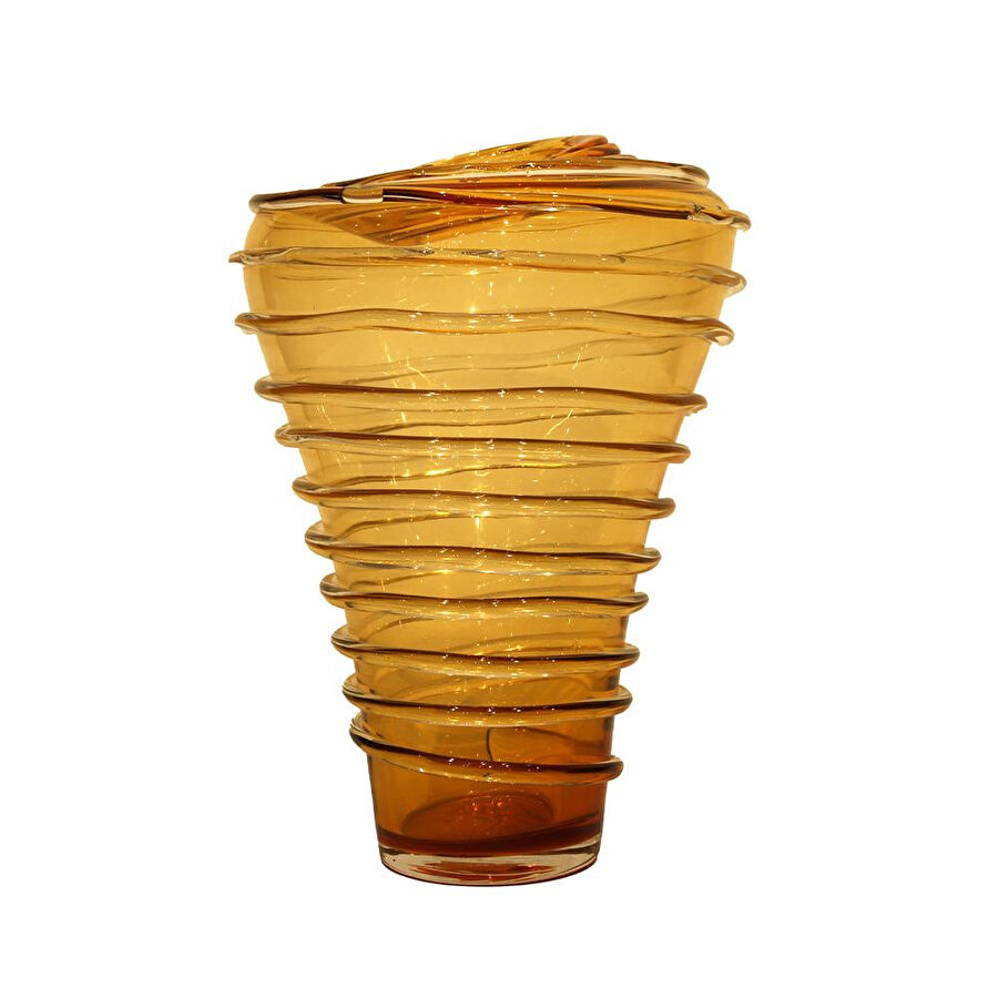 Lucky Art Cam Amber Halkalı By Vazo 30x30x38,5cm