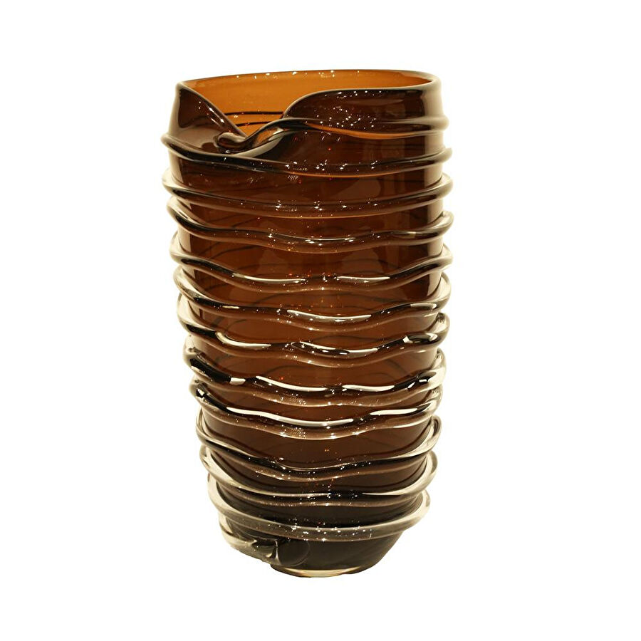 Lucky Art Cam Halkalı Brown By Vazo 22x22x36cm