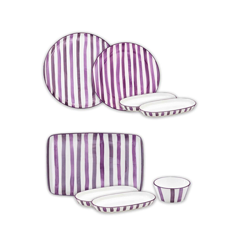 The Mia Joy Kahvaltı Takımı 6 Kişilik 18 Parça Mor 1802