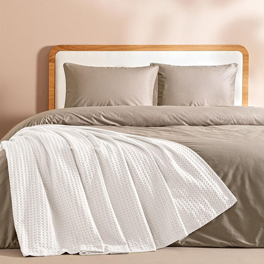 Penelope %100 Pamuk Tek Kişilik Pike 160x220 Cm Beyaz - Lia Serisi