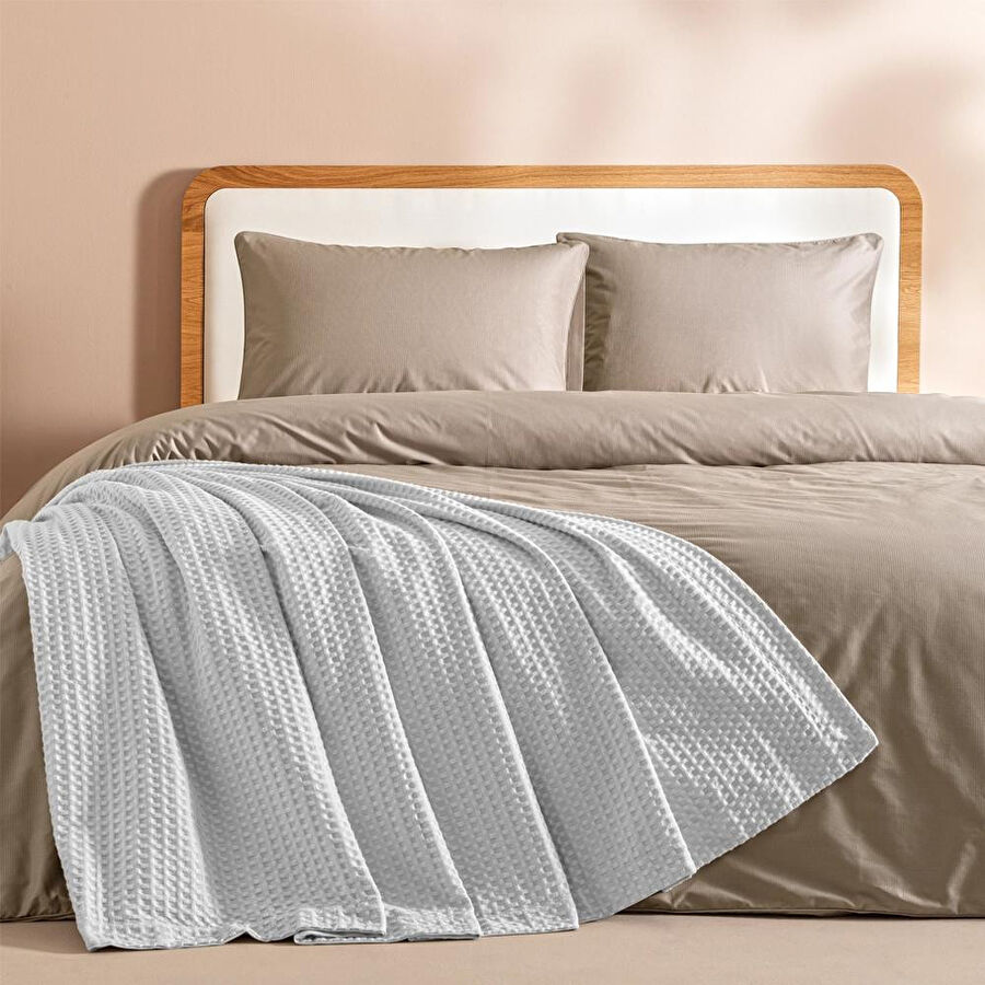 Penelope %100 Pamuk Tek Kişilik Pike 160x220 Cm Gri - Lia Serisi