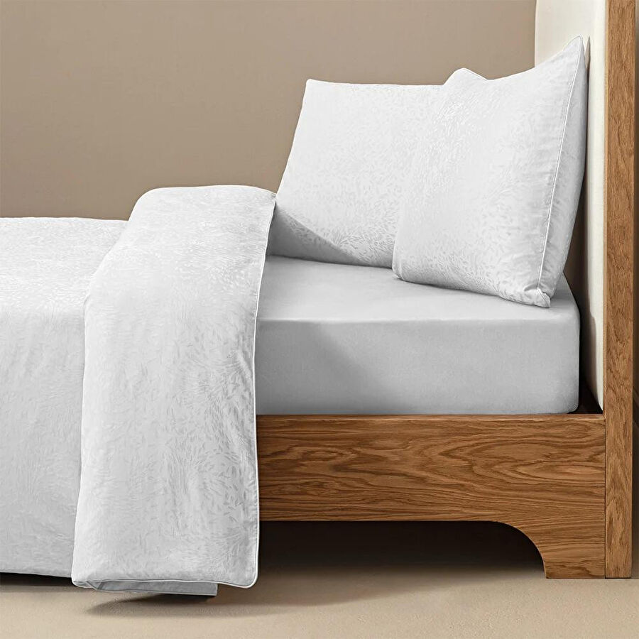 Penelope %100 Pamuk Saten Nevresim Seti 240x220 Cm Beyaz - Plume Serisi