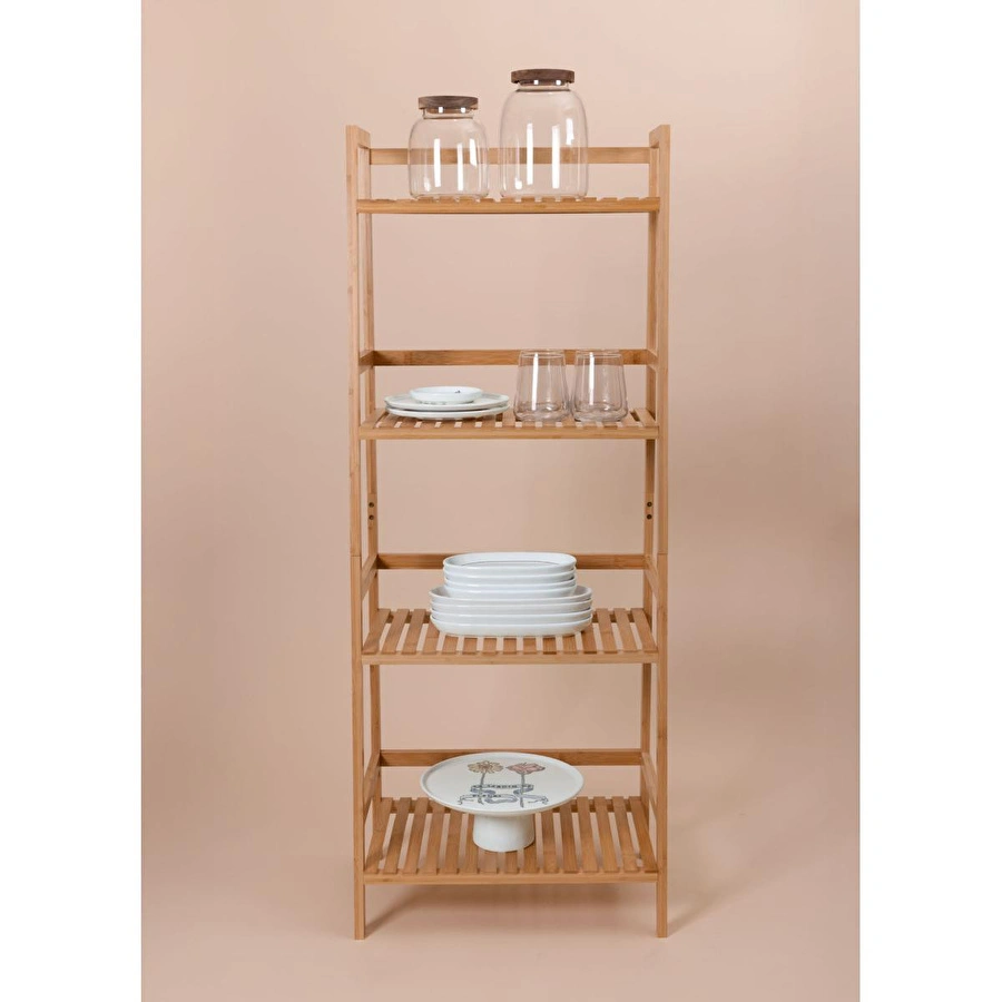 The Mia Bambu 4 Katlı Düzenleyici Dolap Raf 120x49x32 Cm