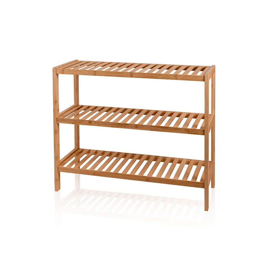 The Mia Bambu 3 Katlı Düzenleyici Dolap Raf Ayakkabılık 70x59x26 Cm