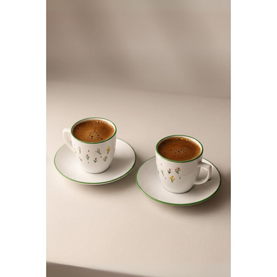 Rakle Botanical Seramik 2'li Kahve Fincan Takımı 110 Cc