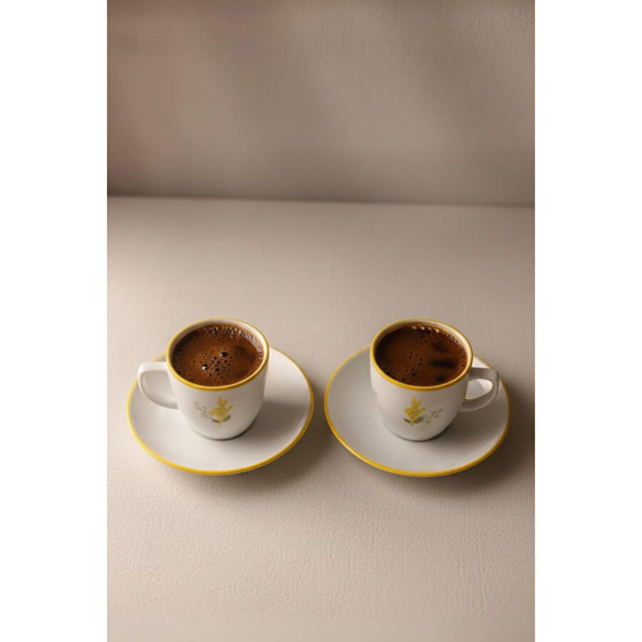 Rakle Mimoza Seramik 2'li Kahve Fincan Takımı 110 Cc