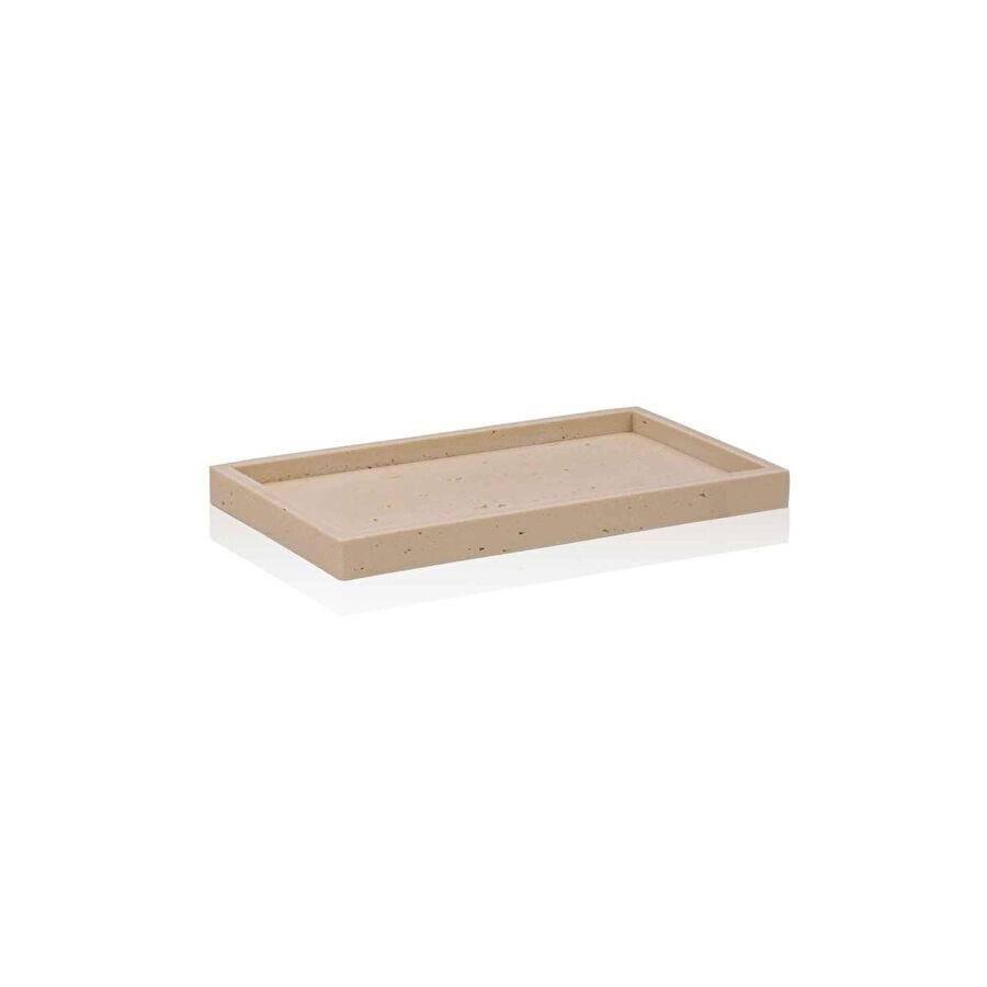 The Mia Travertine Banyo Tepsisi Bej 28x16x3 Cm