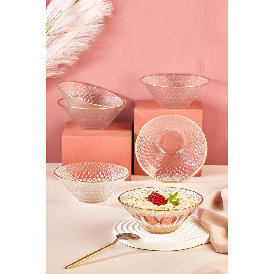 Lora Bianca Fugi 6 Parça Salata/çorba/çerez Kase Seti Şeffaf