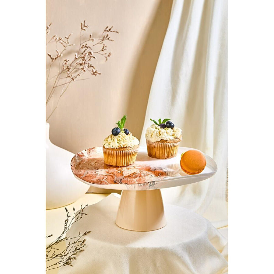 Lora Bianca Nova 28 Cm Ayaklı Pasta Servis Sunum Standı Krem