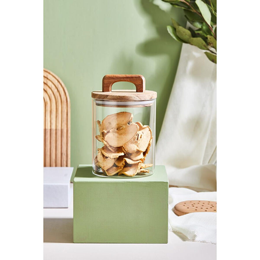 Lora Bianca Kapaklı Cam Kavanoz/saklama Kabı - 12 Cm Beyaz