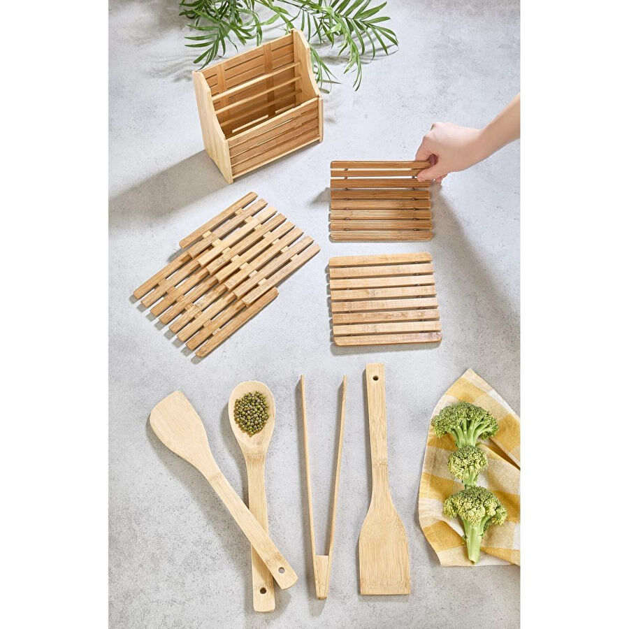 Lora Bianca Bambu 9 Parça Kaşıklık - Kaşık Ve Nihale Düzenleyici Set Kahverengi