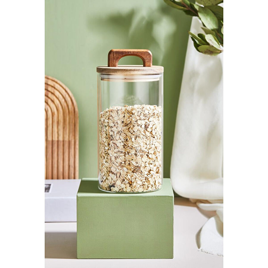 Lora Bianca Kapaklı Cam Kavanoz/saklama Kabı - 18 Cm Beyaz