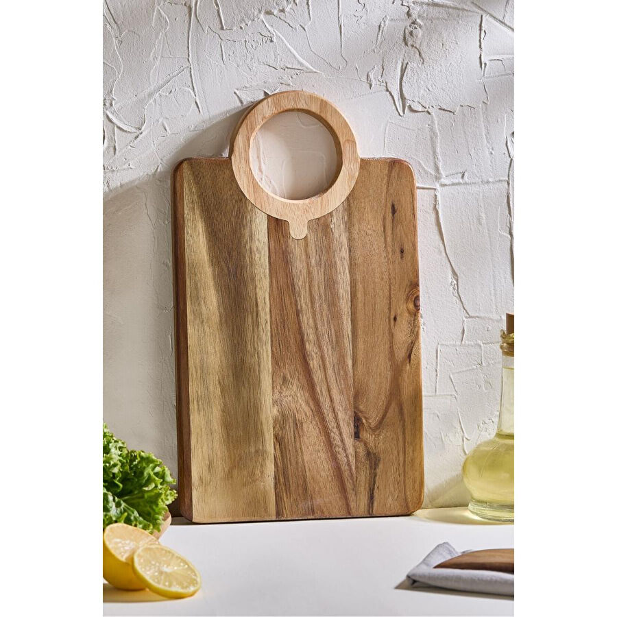 Lora Bianca Akasya Ahşap Büyük Kesme Tahtası Kahverengi