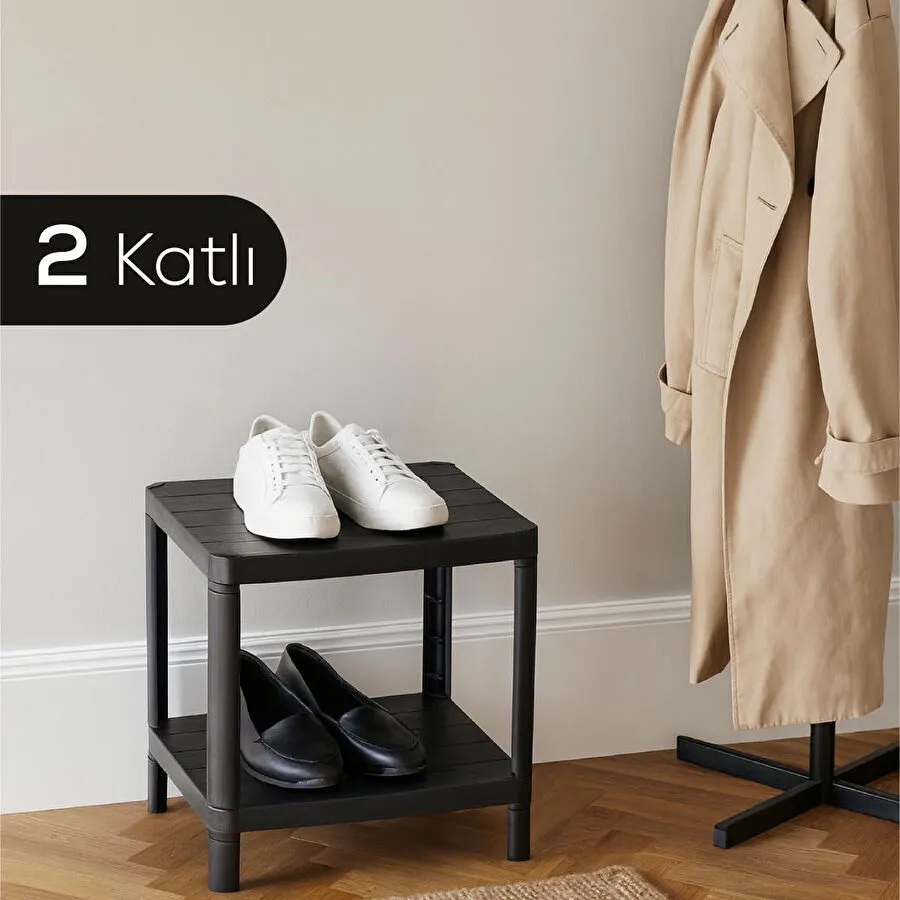 Vienev 2 Katlı Çok Amaçlı Mutfak Ve Banyo Rafı Siyah