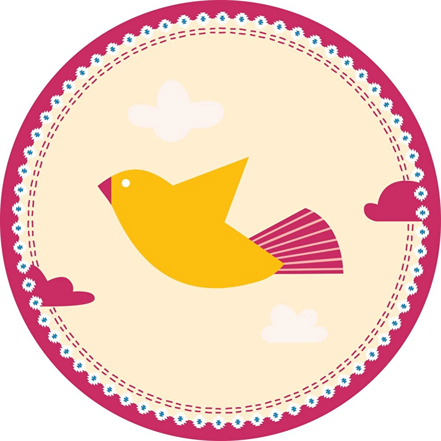 Itsy Bitsy Kids Amulet Bird Sarı Yıkanabilir Yuvarlak Çocuk Halısı 120cm
