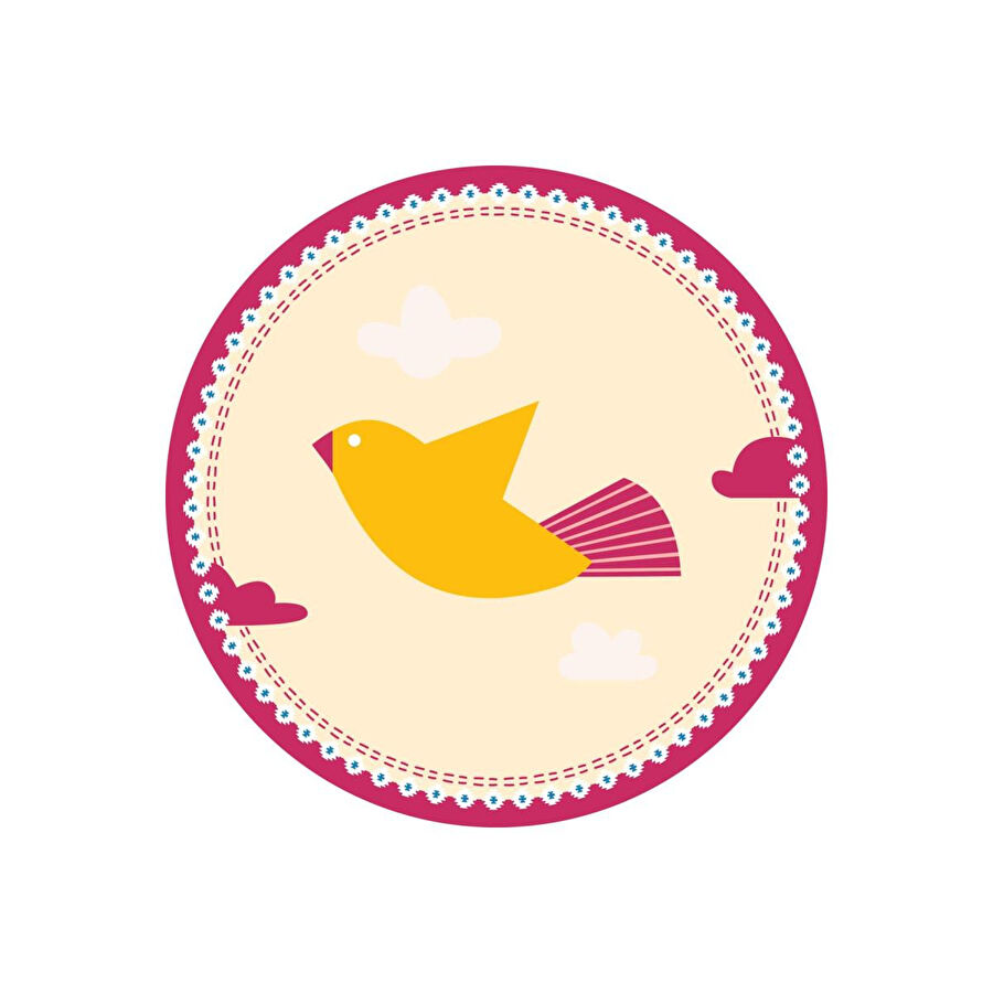 Itsy Bitsy Kids Kuş Desenli Makinede Yıkanabilir Pamuklu Çocuk Halısı - Amulet Serisi