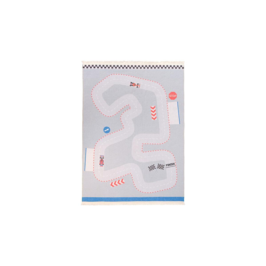 Itsy Bitsy Kids F1 Yarış Pisti Desenli Makinede Yıkanabilir Pamuklu Çocuk Halısı - Ready Steady Go Serisi
