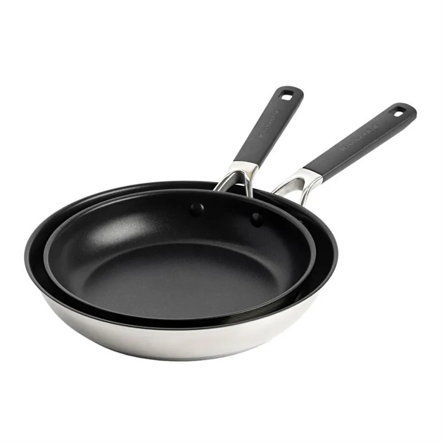 Kitchenaid Paslanmaz Çelik Kızartma Tavası Seti, Seramik Kaplama 24 Cm + 28 Cm