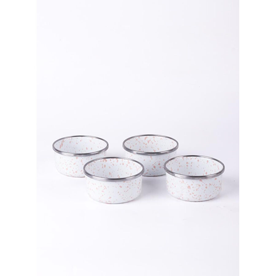 Emaylab Speckles Emaye 4’lü Kase Çerezlik, Kahvaltılık, Reçellik, Zeytinlik, Sunumluk Seti 8cm 200 Ml