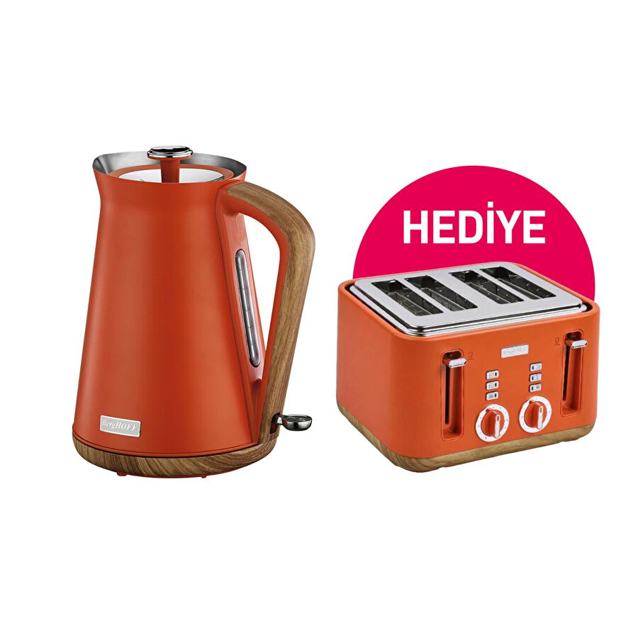 Berghoff Gem Natural 1.7 Litre Turuncu Su Isiticisi Ve Berghoff Ekmek Kizartma Makinesi