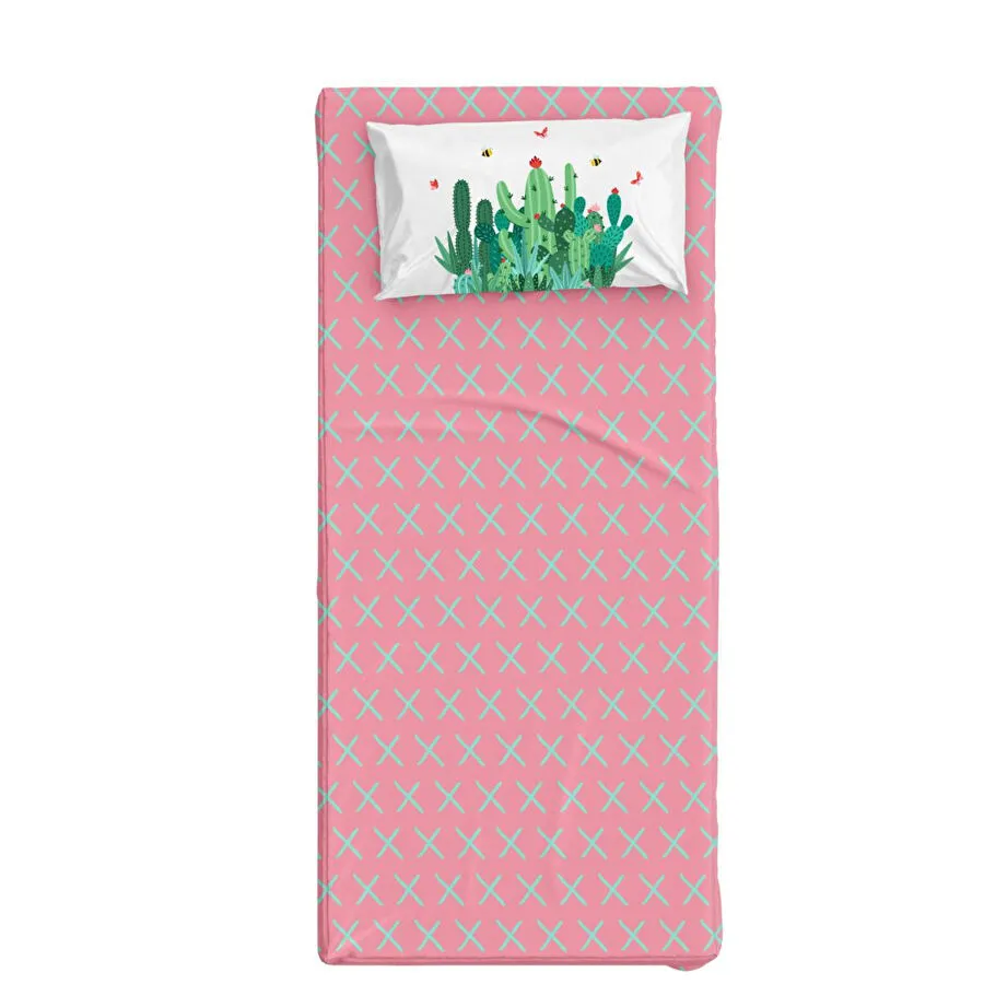 Itsy Bitsy Kids Cactopia Tek Kişilik Çarşaf Seti, Çok Renkli, 90x190cm