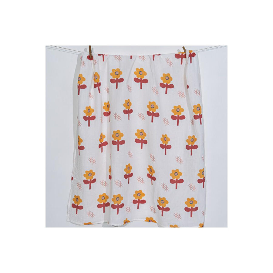 Itsy Bitsy Kids Big Flower Lemon, Müslin Bebek Örtüsü , 70x70 Cm