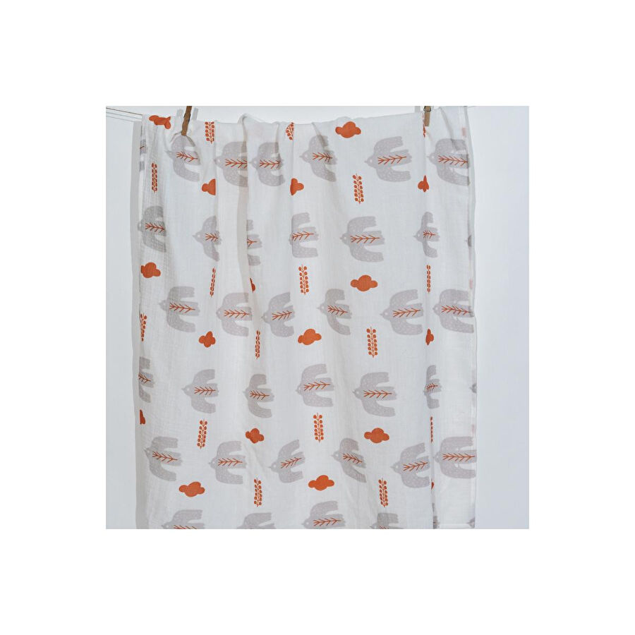 Itsy Bitsy Kids Bird Of Life Gri , Müslin Bebek Örtüsü , 70x70 Cm