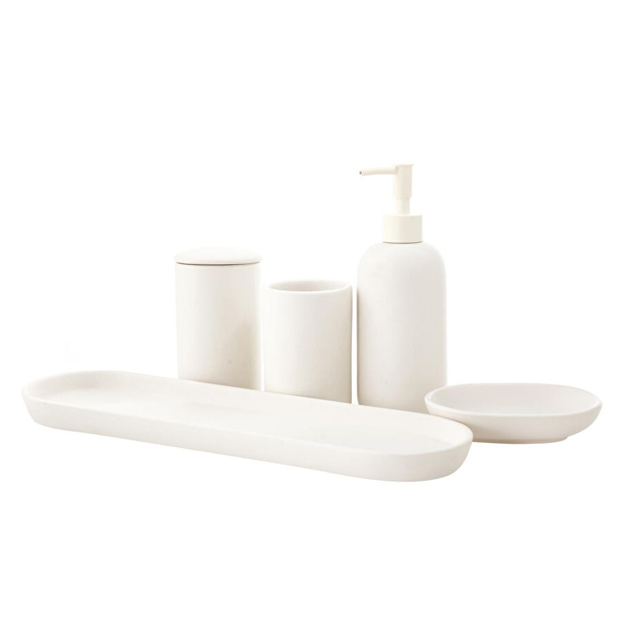 Mudo Home Mat Beyaz 5'li̇ Kutulu Banyo Seti̇