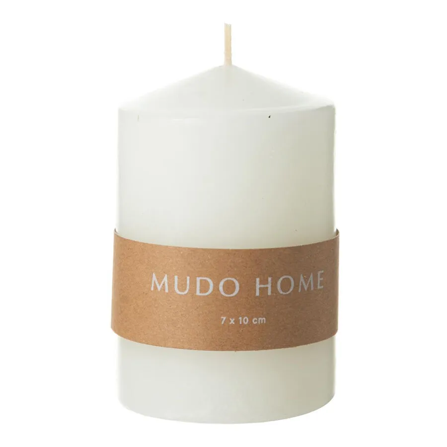 Mudo Home Sütun Mum Beyaz 7x10cm