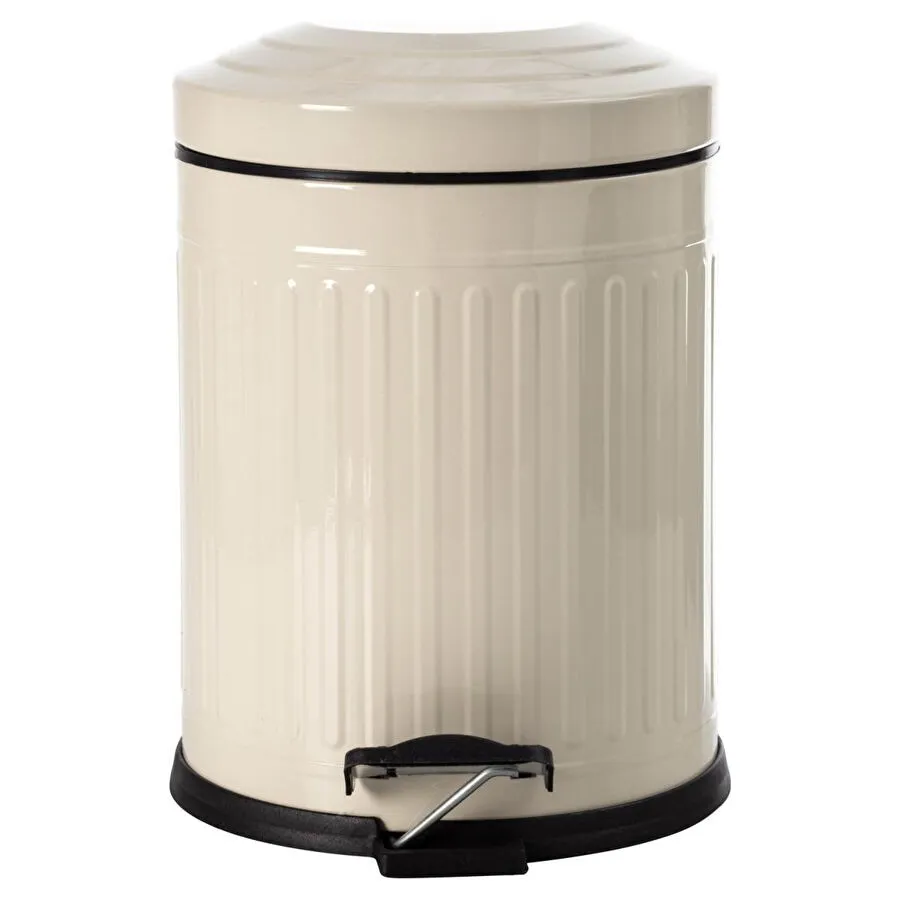 Mudo Home 5lt Pedalli Vintage Çöp Kovasi Krem