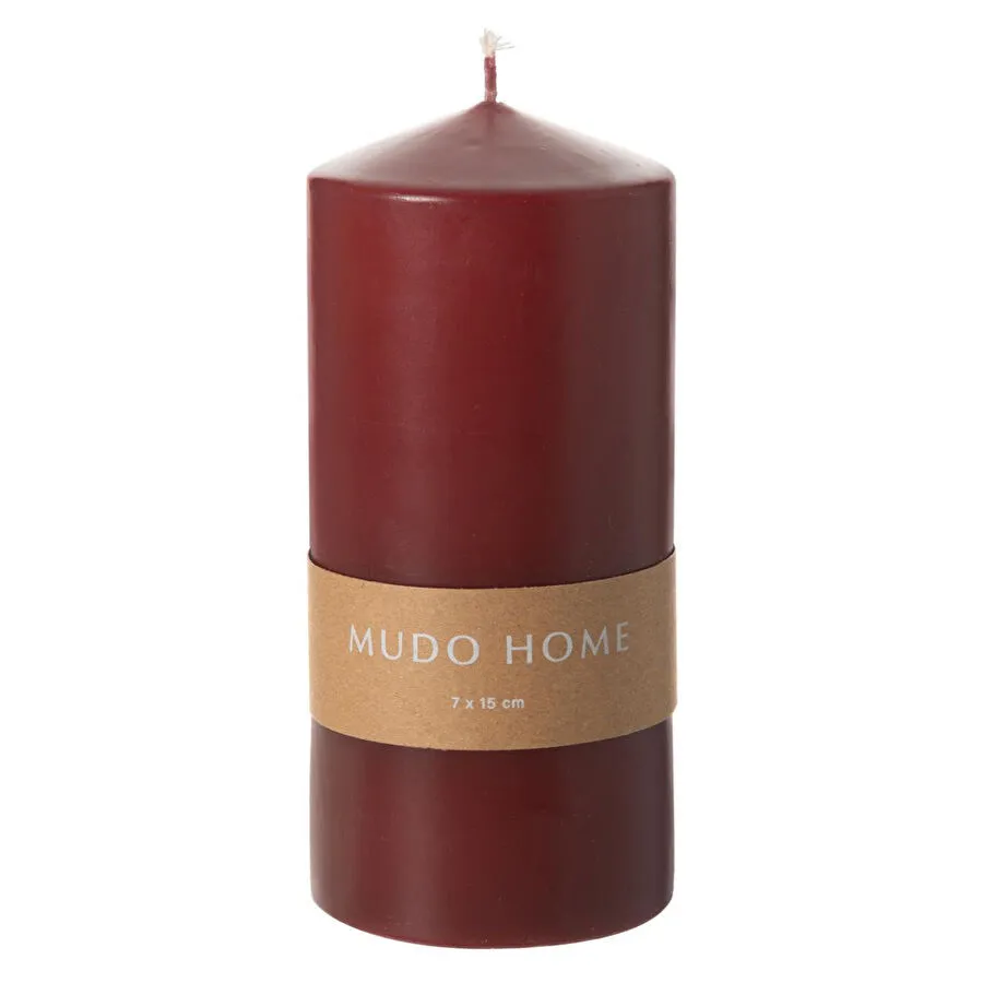 Mudo Home Sütun Mum Bordo 7x15cm