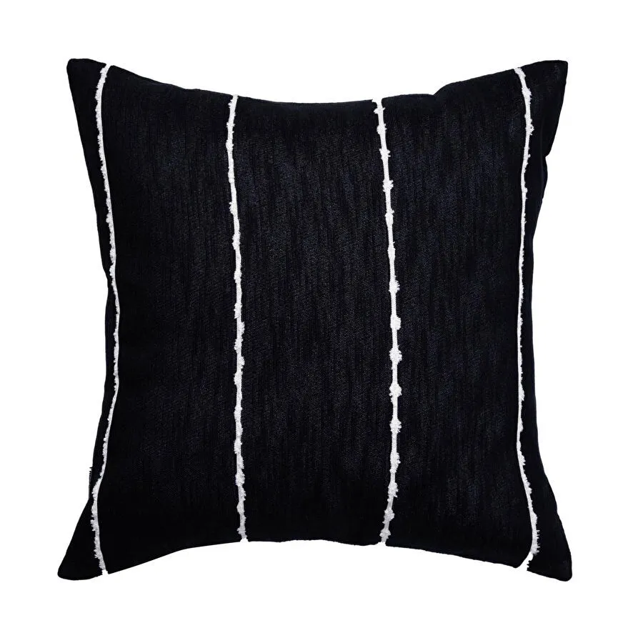 Mudo Home Ava Çi̇zgi̇li̇ Kirlent Si̇yah 50x50