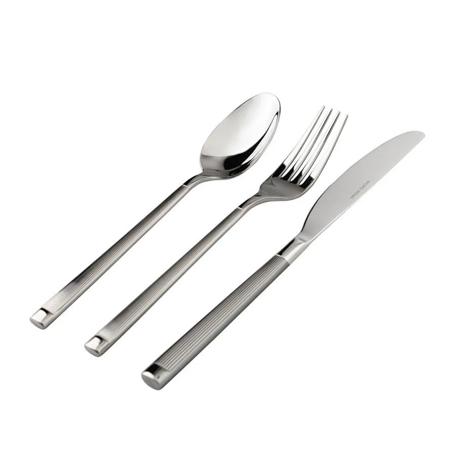 Mudo Home Elegant Line 18 Parça Çatal Kaşik Biçak Takimi Parlak Metal