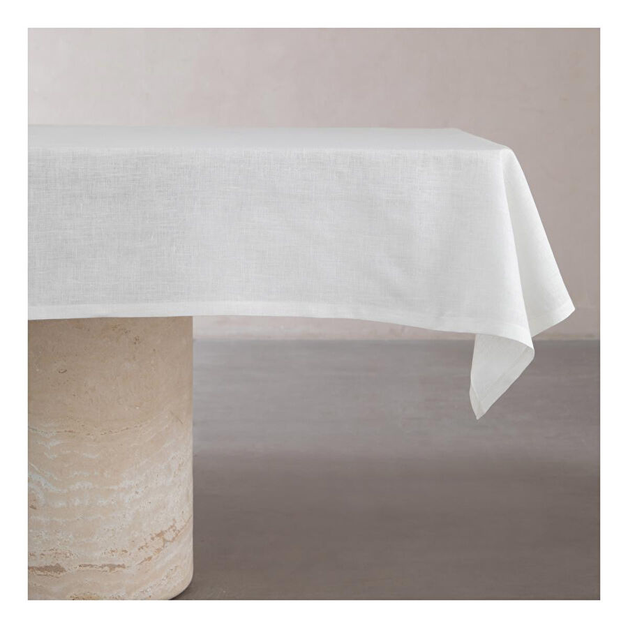 Mudo Home Whitney Keten Masa Örtüsü Beyaz 140x180