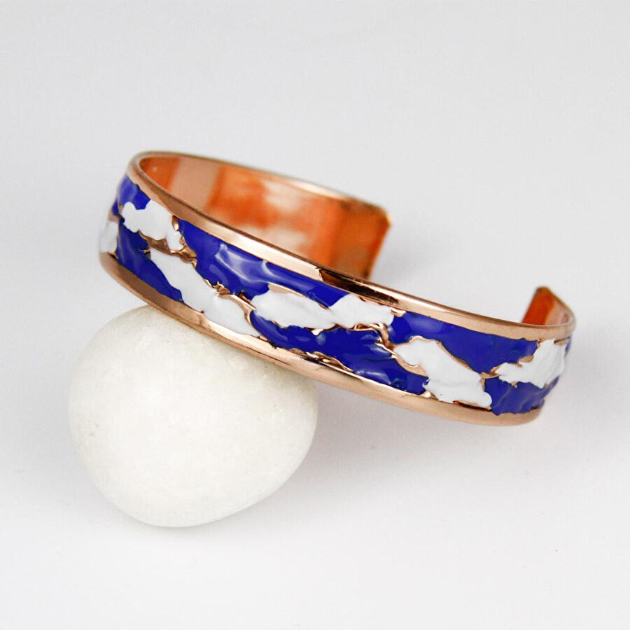 Coho Objet Coho Mine El İşleme Ocean Renkli Bakır Bileklik