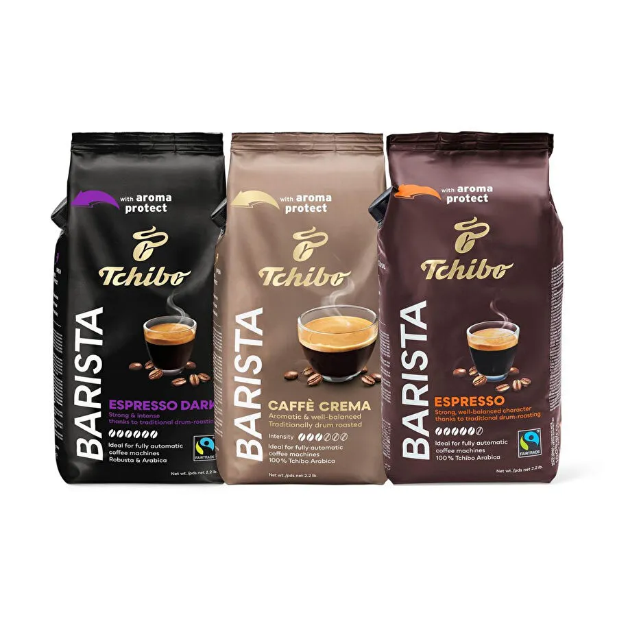 Tchibo Barista Espresso Çekirdek Kahve 1000 G & Barista Caffe Crema Çekirdek Kahve 1000g & Barista Espresso Dark Çekirdek Kahve 10