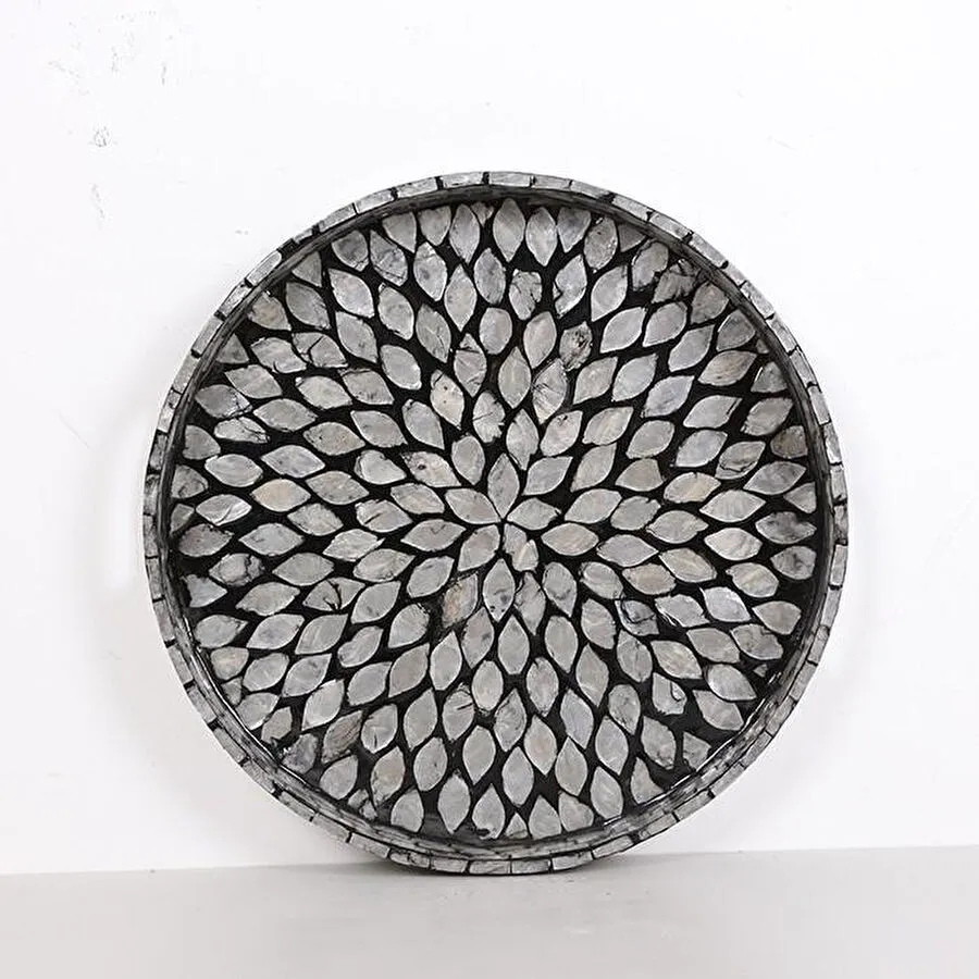 Mylamp Pure Sedef 35 X4cm. Black Sedefli Mozaik Tepsi