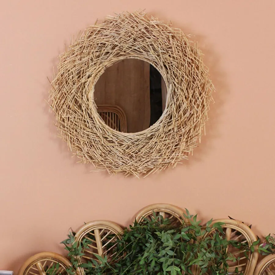 Mylamp Halo Doğal Rattan Ayna 61 Cm