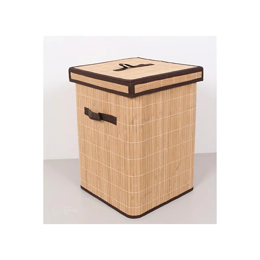 Mylamp Doğal Bambu Kirli Çamaşır Sepeti 32x32x45 Cm.