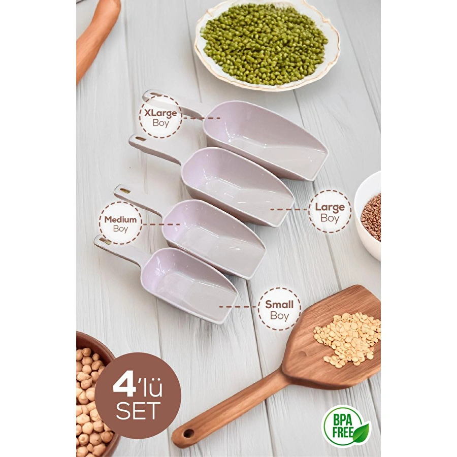 Vienev 4'lü Set Plastik Erzak Kürek Seti Pembe