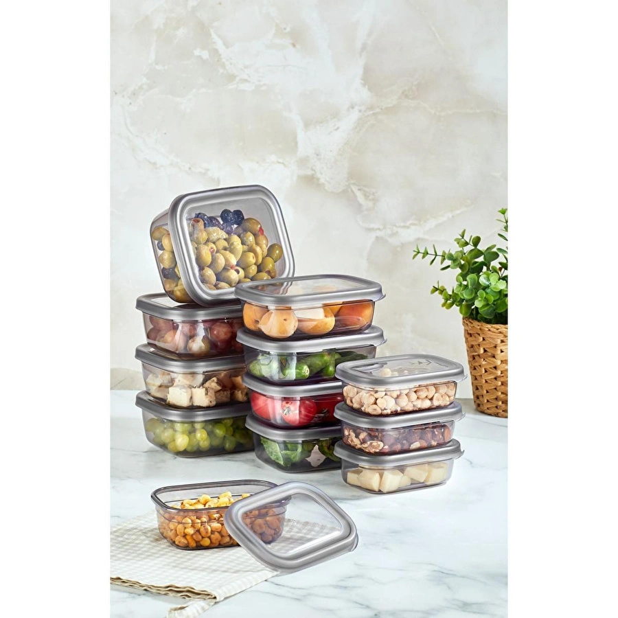 Vienev Peggy 12li Dikdörtgen Saklama Kabı Sığ 4x(400 Ml, 670 Ml, 1200 Ml)