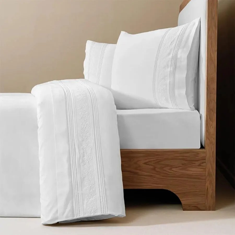 Penelope %100 Pamuk 200 Tc Nevresim Takımı 260x240 Cm Beyaz - Vera Serisi