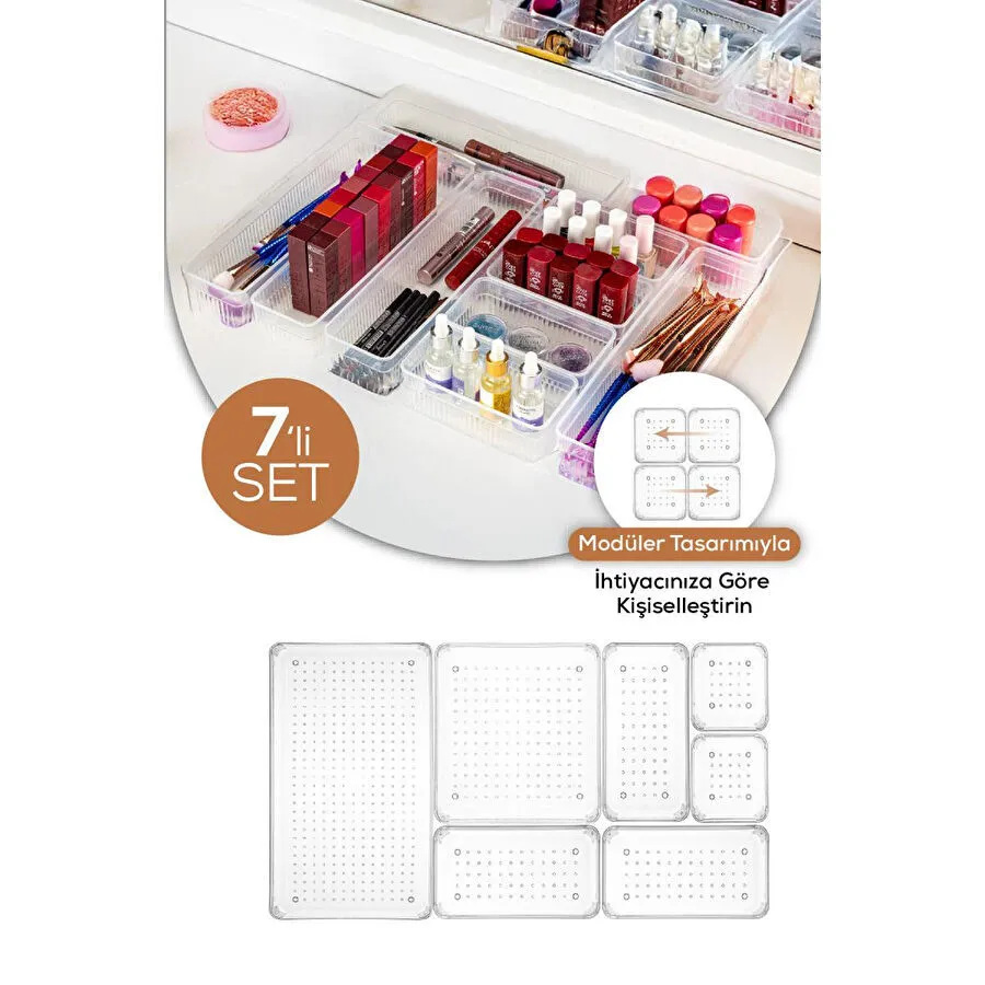 Vienev 7'li Çekmece Içi - Dolap Içi Banyo Makyaj Takı Düzenleyici Organizer
