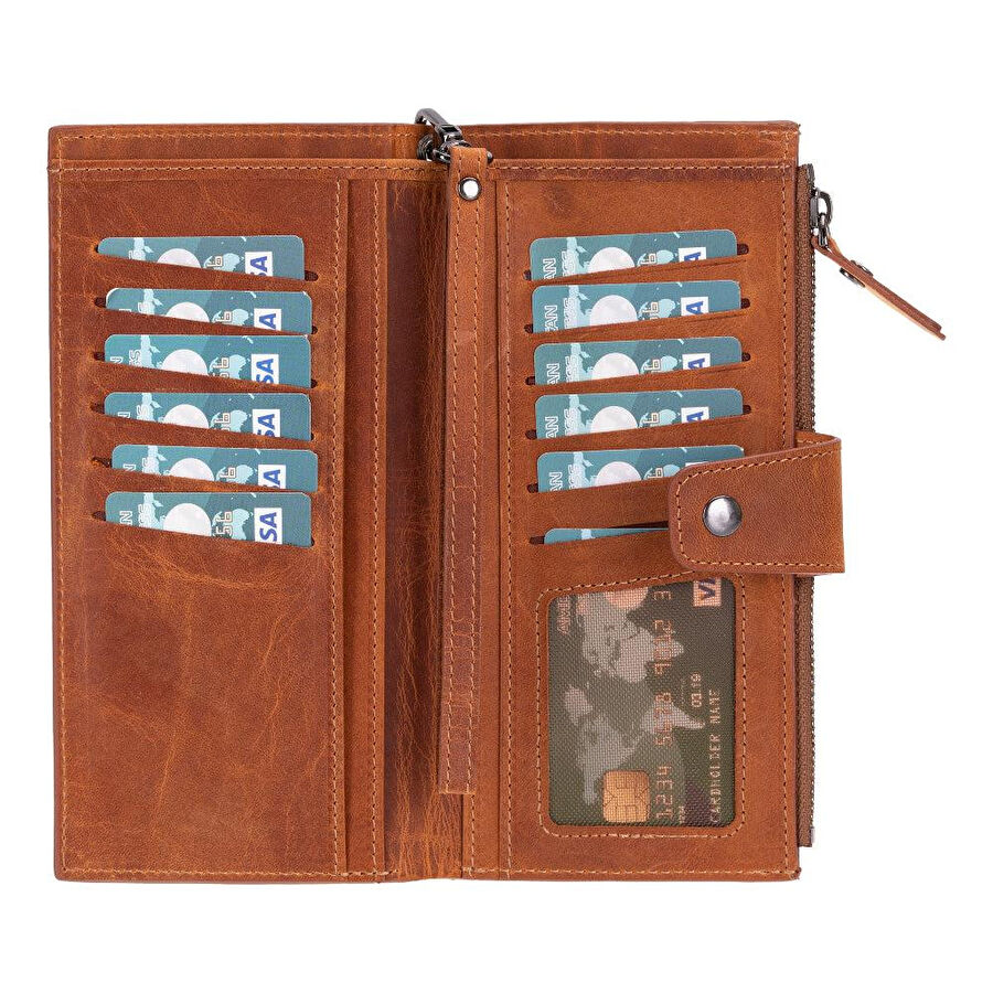 Bloominbag Bloomverve Cognac Tan Hakiki Deri Telefon Bölmeli Cüzdan