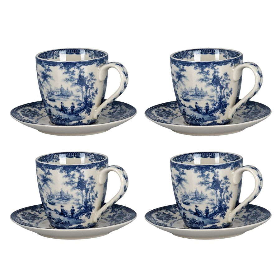 Lucky Art Florantine 4lu Kahve Fincani Seti Mavi