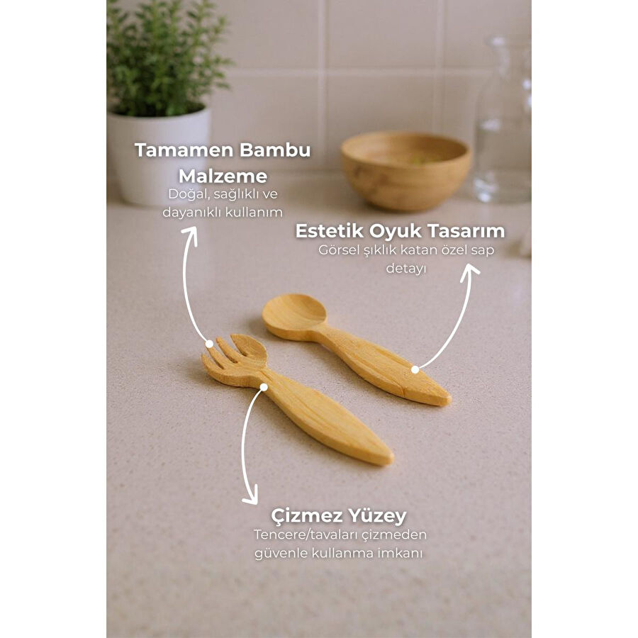 Bambum Kuno 2'li Çatal Kaşık Seti