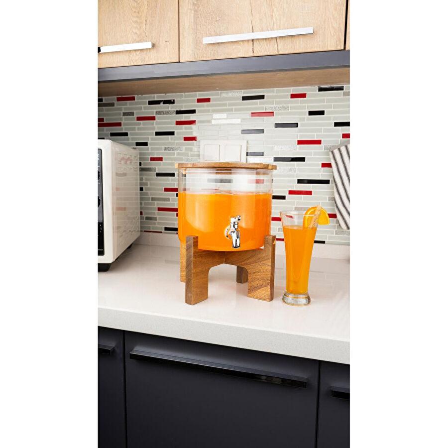 Bambum Fonte Akasya Kapak Ve Standlı Cam Sebil 3.5l