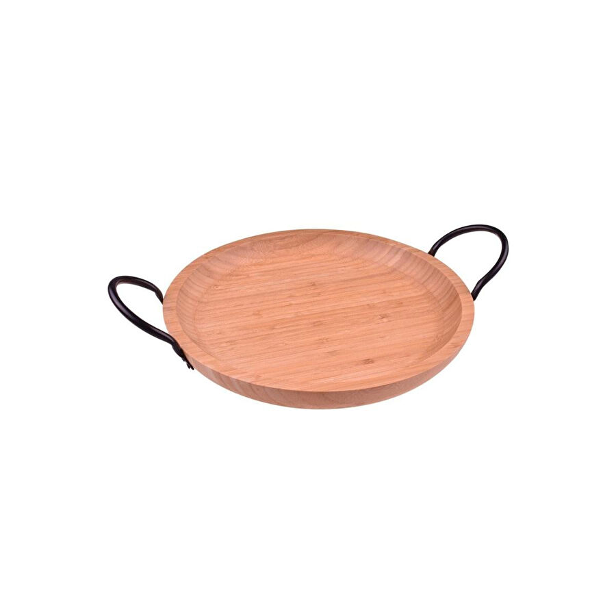 Bambum Panola Kulplu Yuvarlak Tepsi