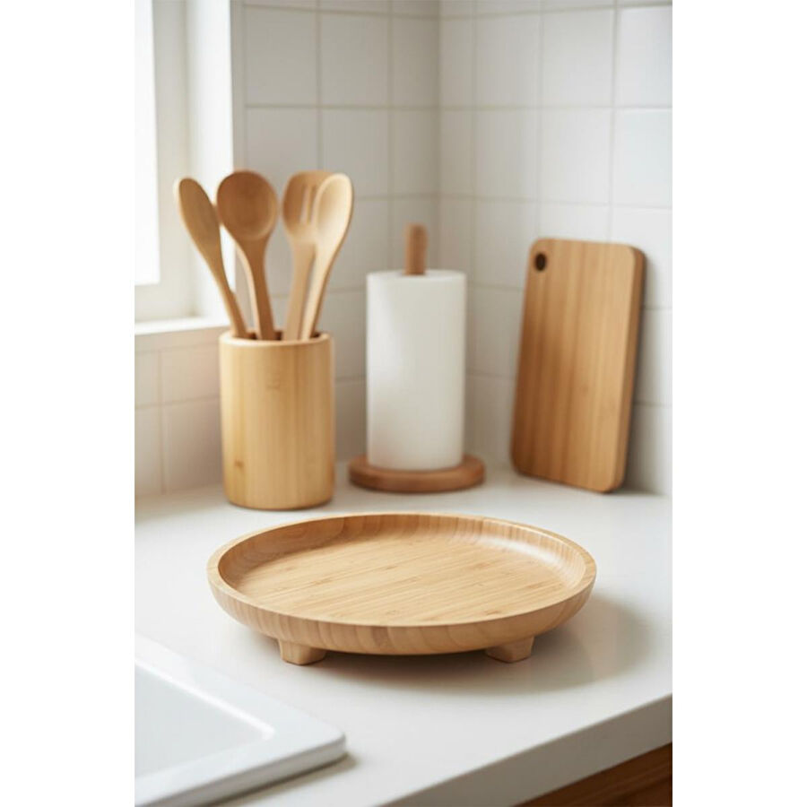 Bambum Olimpius Ayaklı Sunum Tepsisi Yuvarlak 33 Cm